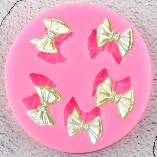 Mini Bows Silicone Molds Baby Birthday Cupcake Topper Fondant Cake Decorating Tools Chocolate Candy Mold Jewelry Resin Moulds