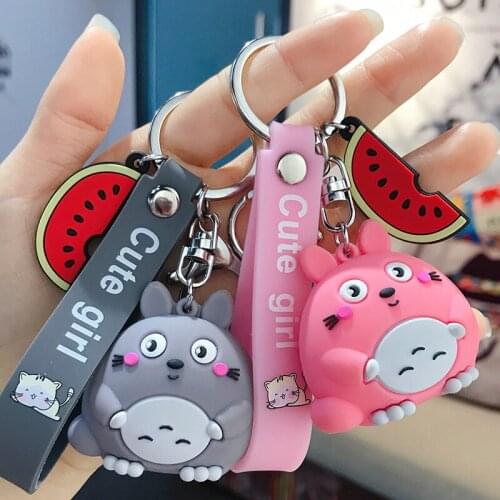 Fashion Silicone Pink Grey Mouse Keychain Wrist Strap Lucky Mouse Key Chain Car Key Ring Pendant Accessories Gift Porte Clef