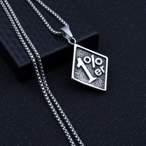 For Men Boy Hip Hop Jewelry With Stainless Steel Chain Punk 1% Letter Tag Pendant Necklace