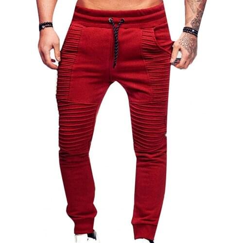 Men Pants Fashion Sweatpants Breathable Solid Color Drawstring Elastic Waist Outdoor Skinny Pants for Gym штаны мужские 2021