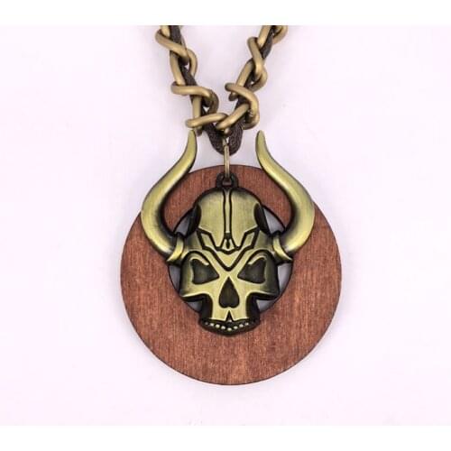 New Antique Vintage Long Rope Chain Necklace Wooden antique bronze Alloy Skelotaur Pendants Neckless Cord Jewelry Accessories