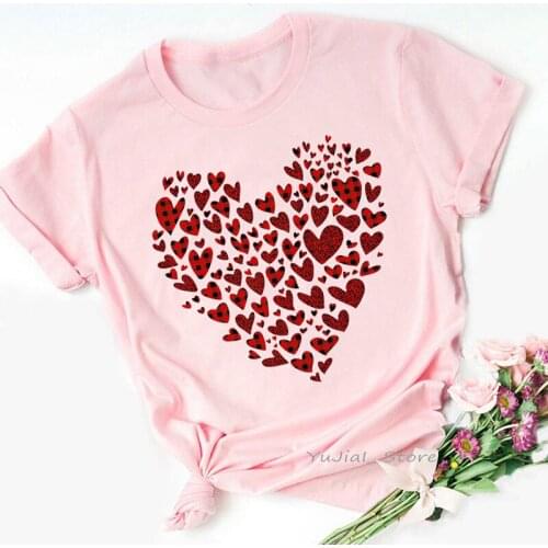 Newest Bowknot Red Love Print Tshirts Women Clothes 2021 T Shirt Haut Femme Tumblr Tops Tee Shirt Camisetas Mujer T-Shirt