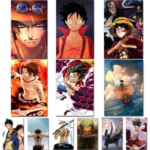 Custom Print One Piece Poster Luffy Sauron Ace Japan Anime Living Room Decoration Canvas Painting Abstract Wall Art Unframed