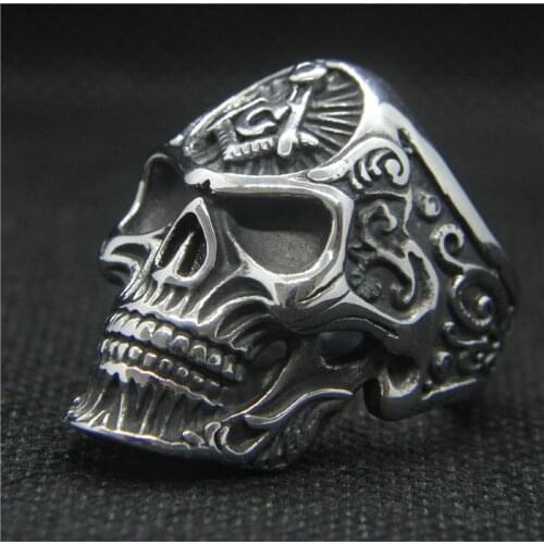 Drop Ship 2019 Cool Fashion Skull Ring 316L Stainless Steel Mens Biker Punk Ghost Skull Ring
