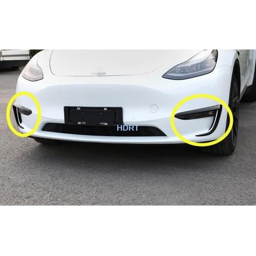 Carbon Fiber Car Front Bumper Splitters for Tesla Model Y /Model 3 2021 Front Splitter Fog Lamp Trim Cover