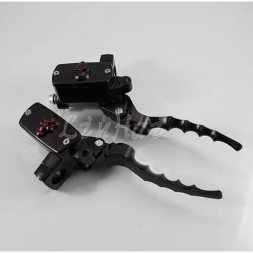 Black 7/8" 22mm Skull Hand Control Reservoir Brake Clutch Levers For Honda Yamaha Suzuki