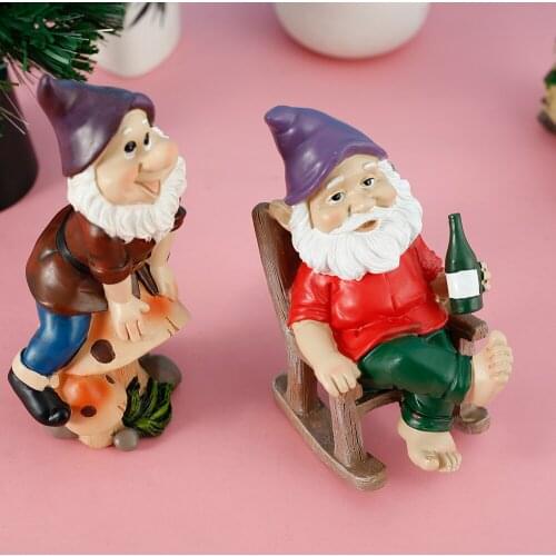 Fairy Garden Tiny Mini Gnomes Statue Courtyard Ornaments Fairy Resin Micro Landscape Outdoor Miniature Resin Figurine Ornament