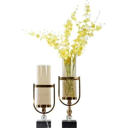 Rzone Clearance Modern Light Luxury Glass Vase Flower TV Cabinet Metal Crafts Home Decoration TZ