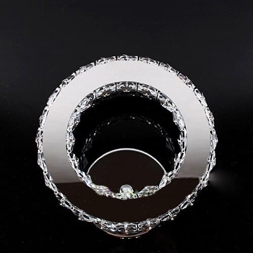 Dia 20cm Modern Clear K9 Crystal 9W LED Wall Sconce Lamp Home Deco Bedroom Stainless Steel Wall Light Fixture