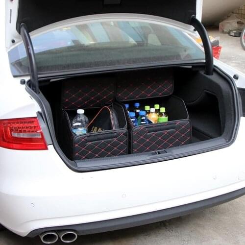 Car Trunk Organizer Box Storage Bag Auto Trash Tool Bag PU Leather Folding Cargo Storage Stowing Tidying Car Accessories
