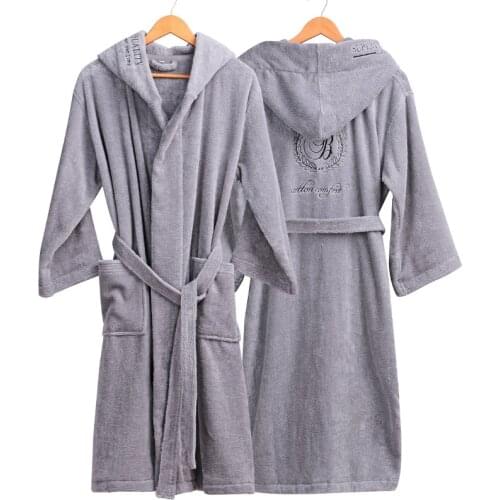 Thick Cotton Hooded Bathrobe Men Bath Robes Women Homewear Male Sleepwear Lounges Pajamas Bathrobes Winter Autumn Lovers Robe