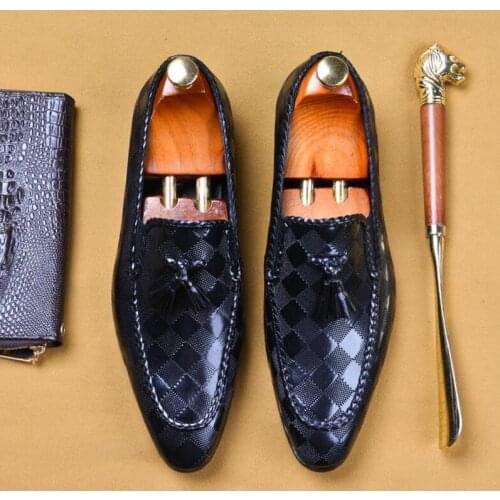 Men Fashion Tassel Formal Pointed Toe Dress Shoes Breathable Groom Wedding Party Shoes DA45