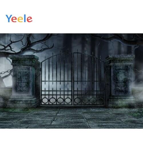 Halloween Backdrop Vintage Scene Pillar Gate Tree Branch Baby Portrait Vinyl Backdrops Photography Background For Photo Studio