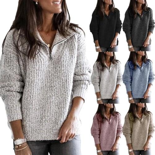 2019 Winter Fleece Sweater Soft Thick Warm Sweater Zipper Pullover Sweater Women Winter