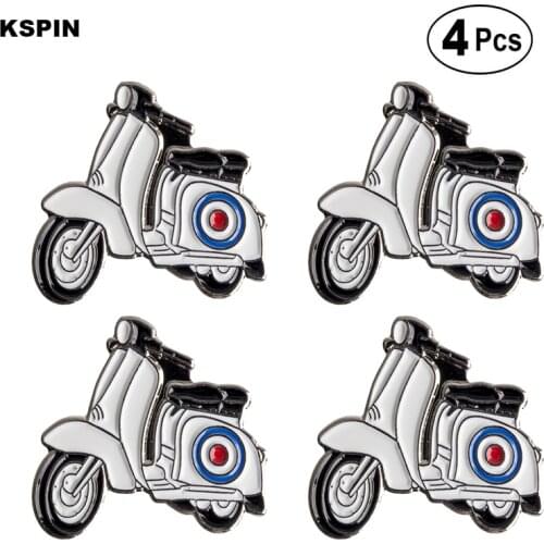 White Moto Lapel Pin Badge Brooch Icons 4pcs