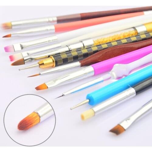 YZWLE 1 PC UV Gel Acrylic Nail Art Brush Painting Drawing Fan Flower Line Builder Design Nail Art French Manicure DIY Pen Tool