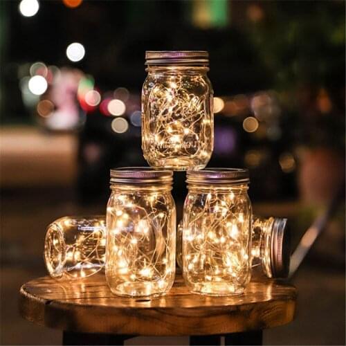20LED Solar Garden Light Mason Jar Lid Insert Outdoor/Indoor Waterproof Decorate Garden Home Party Holiday Wedding Hanging Lamp