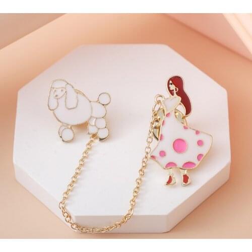 Shamir 3 PCS Animal Brooches Girl Dog Badge Pins Clothing Handbags Women Jewelry Gifts