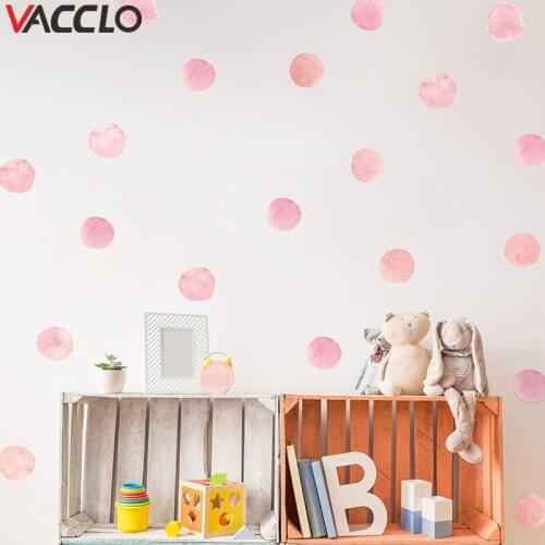 Vacclo 36pcs Watercolor Dots Wall Sticker for Kids Room Decor Removable Creative Decals DIY Vinyl Nursery Office Beautify Decor