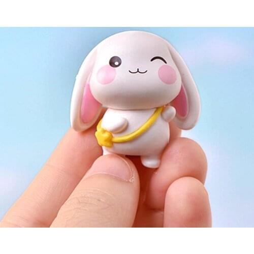 4Pcs/Set Rabbit Figurine Full of Vitality Multi-color Decorative Funny Expression Carrot Rabbit Animal Figurine for Bonsai