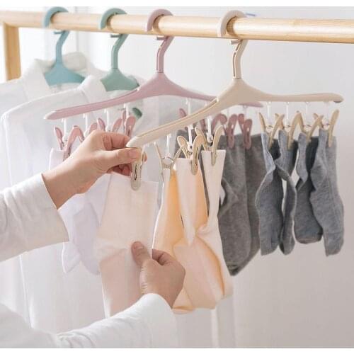 8 Clips Clothing Rack Hangers Clothes Pins folder Drying Rack for Bra Socks Underware Briefs Portable Clothespin Drying Clips