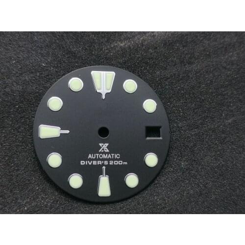 MOD Watch Parts 28.5mm SKX007/SPR777 Black Dial Luminous Marks Date Window Suitable For NH35A/4R35 Dive Automatic Movement