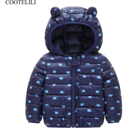 COOTELILI Cute Bear Childrens Parkas Winter Jacket For Girls Boys Infant Overcoat Winter Children Coats Warm Kids Jacket Baby