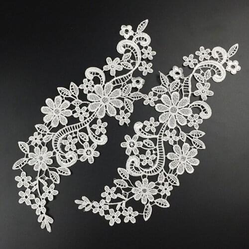Elegant Crochet White Lace Embroidery Floral Neckline Collar Sewing Applique Black DIY Apparel Sewing & Fabric Patches