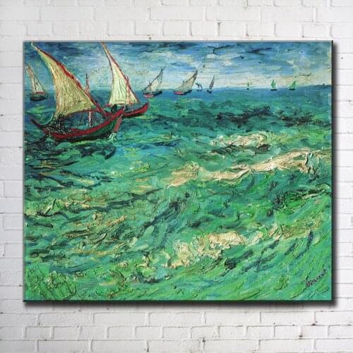 Impression Van seaview sailboat canvas printings oil painting printed on canvas home wall art decoration pictures no frame