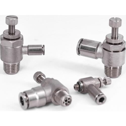 Air Speed Control Valve Throttle Pneumatic Nickel Plated Brass Press Push In Quick Connector Release Air Fitting Plumbing