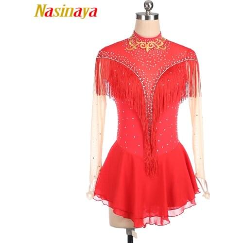 Nasinaya Figure Skating Dress Customized Competition Ice Skating Skirt for Girl Women Kids Patinaje Gymnastics Performance 407