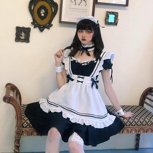 Cosplay Costumes French Women Maid Outfit Anime Long Dress Black White Apron Fancy Dress Lolita Dresses Men Waitress Costumes