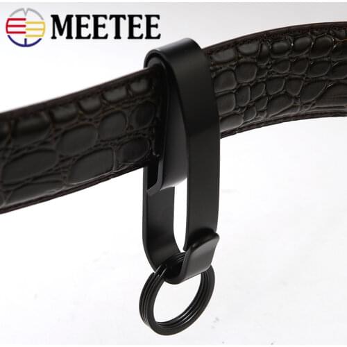 Meetee 1pc/2pcs ID65mm Stainless Steel Belt Loop Buckle Metal Black Key Clip Hook DIY Belts Keychain O Ring Buckles Accessories