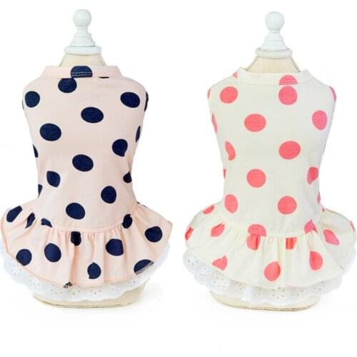 Fashion Dot Bow Cat Dog Dress Skirt Summer Sweer Pet Princess Dresses for Small Dogs Shih Tzu Yorkshire Clothing Puppy Clothes