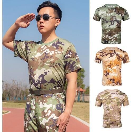 Mens Tactical Camouflage Shirt Fishing Hunting Shirts Camo Quick Dry Military Shirts Short Sleeve Hiking Army Tshirt Outfit Kid
