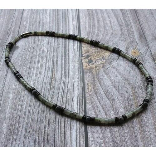 Men Beaded Choker Necklace Flash stone with Coconut Shell Tribal Jewelry Surfer Necklace For Mens Dropshipping