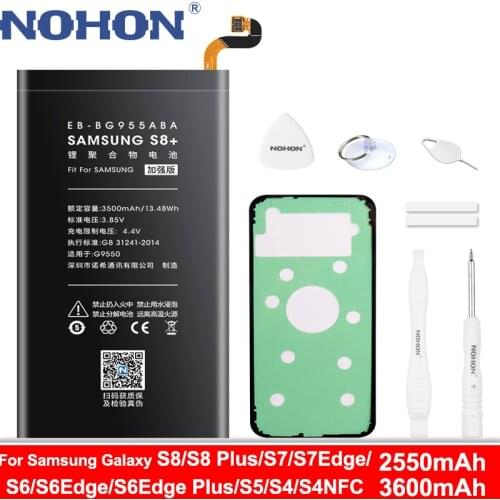 NOHON Battery For Samsung Galaxy S8 S7 S6 Edge Plus S5 S4 NFC G9550 G950F S8 Plus G935F G930F S7 Edge Phone Bateria Free Tools