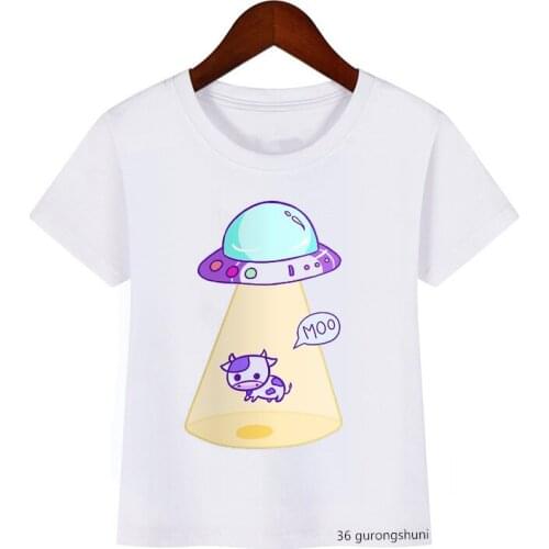 2021 New Unisex Kids Clothes Traveler Animal Print T-shirt Boys/girls Kawaii Children Clothing Cosmic Cat T Shirt Camisetas Top