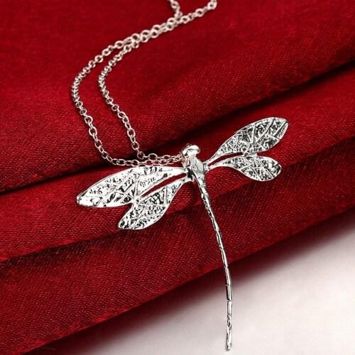Hot Sale Fashion Silver Color Insect Dragonfly Pendant Necklace For Women Jewelry Wholesale