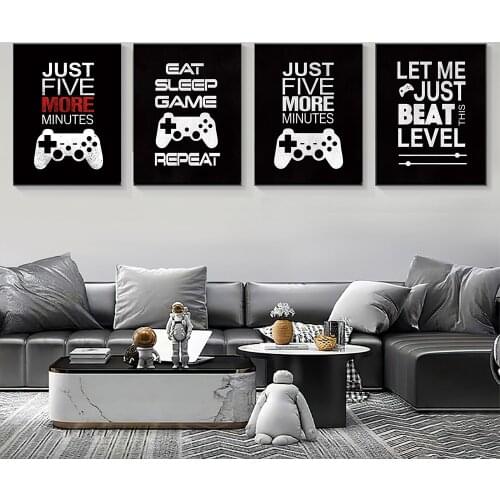 Game Posters Just Five More Minutes Art Poster On Canvas Painting Gamer Joystick Gamepad Controller Wall for Boys Room Decor