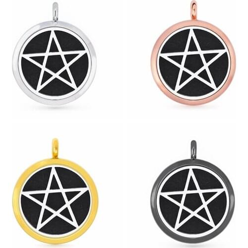 30mm Rose Gold Black Star Aromatherapy Essential Oil Perfume Diffuser Locket Pendant with 6pcs PadS Fit Necklace key Chains