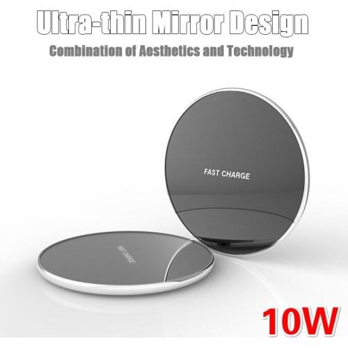 QI 10W 7.5W Portable Mirror Wireless Charger Fast Wireless Charging Phone Charger Stand for iPhone Samsung LG HTC Xiaomi Huawei