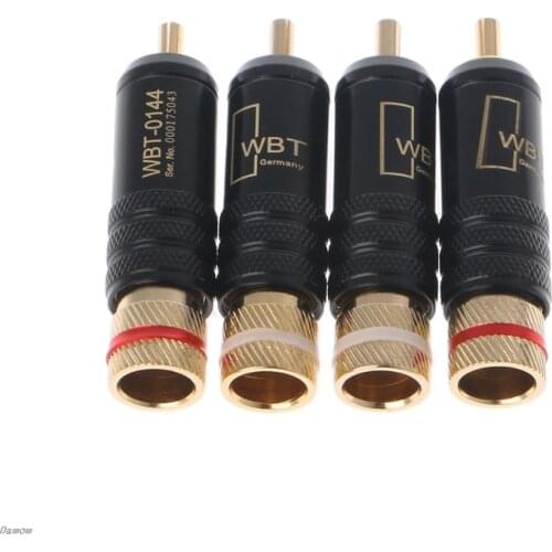 4 Pcs WBT-0144 Gold Plated RCA Plug Lock Soldering Audio/Video Plugs Connector Damom