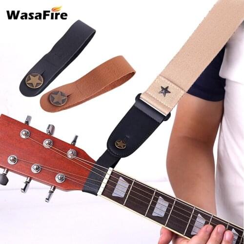 Guitar Neck Strap Guitar Strap Leather Head Belt Holder Button Safe Lock Ukulele Bass Folk Acoustic Electric Guitar Accessories
