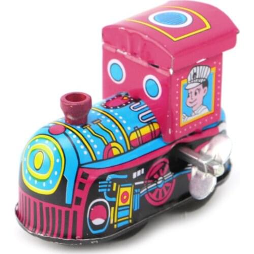 Retro Steam Train Reminiscence Children Vintage Tin Toy Clockwork Toys Gift E06F