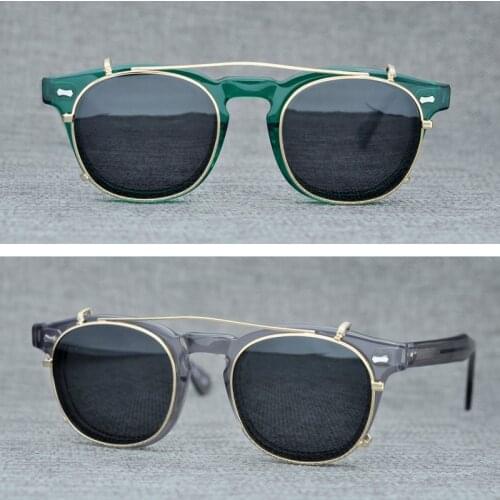 Polarized Clip on Sunglasses Men Women Vintage Small Round Sun Glasses Man Retro Clips Sunglass Optical Eyeglasses Frames UV400