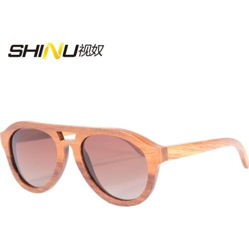 SHINU Wooden sunglasses women men polarized uv400 cycling eyewear fishing eyeglasses 100% handmade nature pear zebra wood SH6140