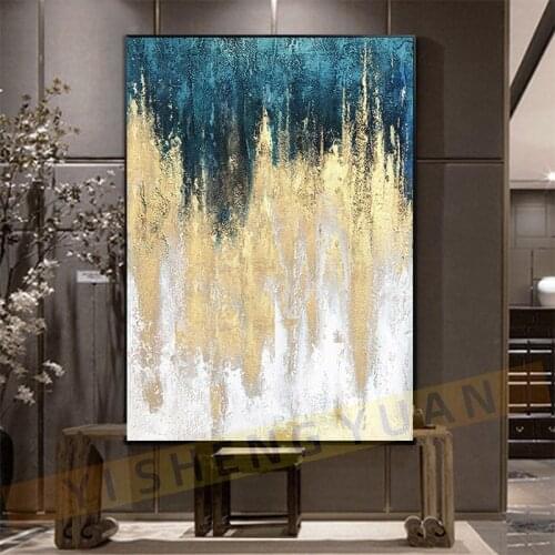 Wedding decoration gift handmade abstract painting High quality Golden painting Wall art Pictures for living room home decor
