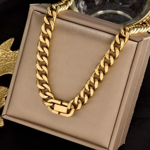 Colorless 316L stainless steel clasp thick chain, pure Necklace without pendant, hip hop fashion simple female gift jewelry