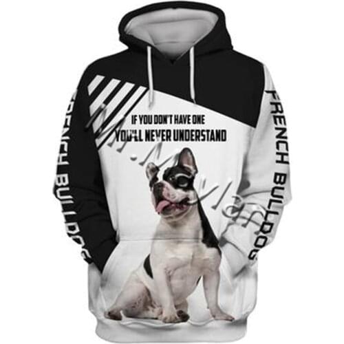 Unisex 3D Graphic Hoodies Sweatshirts Animals Dog Art French Bulldog Hoodie Men/Women Casual Streetwear Sweatshirt Pullover A54